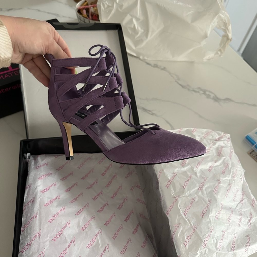 Never worn Purple suede heels
